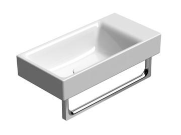 NUBES 50X25 - Rectangular wall-mounted ceramic handrinse basin with towel rail by GSI ceramica - view 2